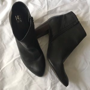 Black Leather Heeled Boots